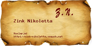 Zink Nikoletta névjegykártya