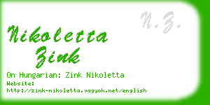 nikoletta zink business card